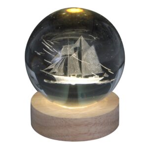 Hologramm Glaskugel Segelschiff inkl. Holz LED-Untersetzer Artikelnummer: 19530-14